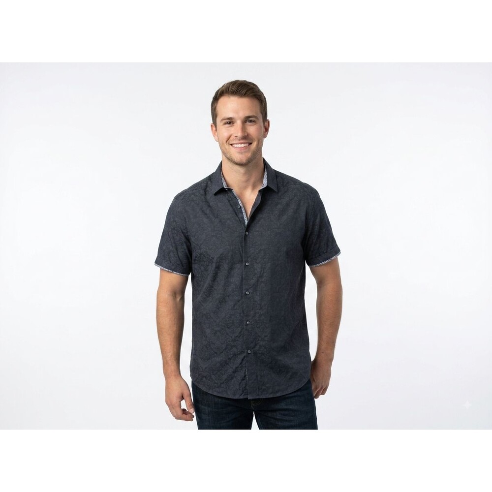 Robert Graham Mens 3XL Shirt Hudson Paisley Jacquard Short Sleeve Button Front
